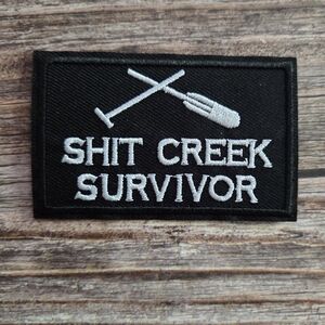 Sht Creek Survivor Biker Funny Punk Rock Humor Iron On Patch
